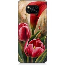 Xiaomi Poco X3 Uyumlu Canlı Renkli Laleler  Desenli Silikon Kılıf