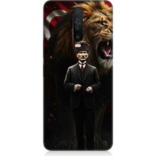 Xiaomi Redmi K30 Uyumlu Aslan ve Atatürk Gücü  Desenli Silikon Kılıf