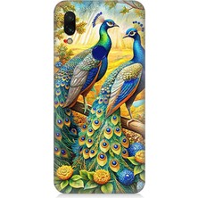 Xiaomi Redmi Note 7 Pro Uyumlu Görkemli Tavuskuşu Bahçesi  Desenli Silikon Kılıf