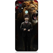 Xiaomi Redmi 12C Uyumlu Aslan ve Atatürk Gücü  Desenli Silikon Kılıf