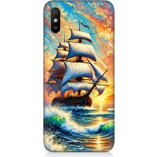 Xiaomi Redmi 9A Uyumlu Fırtınada Yelkenli Gücü  Desenli Silikon Kılıf
