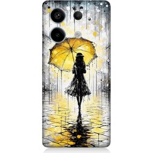Xiaomi Redmi Note 13 Pro 5g Uyumlu Yağmurda Sarı Şemsiye Altında  Desenli Silikon Kılıf