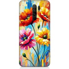 Xiaomi Redmi 9 Uyumlu Bahar Esintisinde Renkli Papatyalar  Desenli Silikon Kılıf