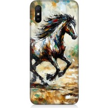 Xiaomi Redmi 9A Uyumlu Sıçrayan Güçlü Vahşi At  Desenli Silikon Kılıf