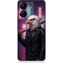 Xiaomi Redmi 13C Uyumlu Sokakta Deri Ceketli Kartal  Desenli Silikon Kılıf