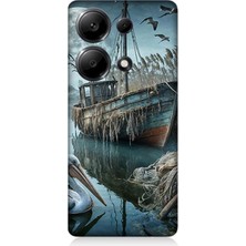 Xiaomi Redmi Note 13 Pro 4g Uyumlu Ay Işığında Eski Gemi  Desenli Silikon Kılıf