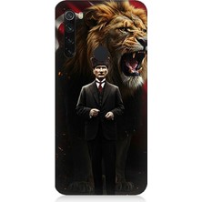 Xiaomi Redmi Note 8 Uyumlu Aslan ve Atatürk Gücü  Desenli Silikon Kılıf