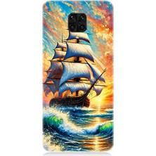 Xiaomi Redmi Note 9 Pro Uyumlu Fırtınada Yelkenli Gücü  Desenli Silikon Kılıf
