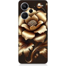 Xiaomi Redmi Note 13 Pro Plus Uyumlu Altın Işıklı Zarif Çiçek  Desenli Silikon Kılıf