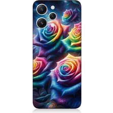 Xiaomi Redmi 12 Uyumlu Gökkuşağı Güllerin Patlaması  Desenli Silikon Kılıf