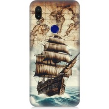 Xiaomi Redmi Note 7 Pro Uyumlu Haritada Yelkenli Macera  Desenli Silikon Kılıf