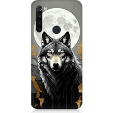 Xiaomi Redmi Note 8 Uyumlu Dolunayda Uyanık Kurt  Desenli Silikon Kılıf