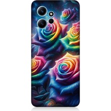 Xiaomi Redmi Note 12 Uyumlu Gökkuşağı Güllerin Patlaması  Desenli Silikon Kılıf