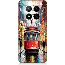 Xiaomi Redmi Note 14 Pro Plus Uyumlu Yağmurda Kırmızı Tramvay  Desenli Silikon Kılıf