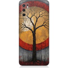 Xiaomi Redmi Note 10 5g Uyumlu Sarı Kırmızı Ağaç Gölgesi  Desenli Silikon Kılıf