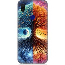 Xiaomi Redmi Note 7 Uyumlu Hayat Ağacı  ve Gece Gündüz  Desenli Silikon Kılıf