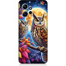 Xiaomi Redmi Note 12 Uyumlu Dallarda Bilge Baykuşlar  Desenli Silikon Kılıf