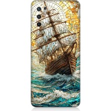 Xiaomi Redmi Note 10 5g Uyumlu Fırtınada Yelkenli Mücadele Vitray  Desenli Silikon Kılıf