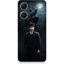 Xiaomi Redmi Note 13 Pro Plus Uyumlu Kurt ve Mustafa Kemal Atatürk  Desenli Silikon Kılıf