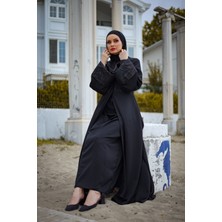 Harika Wear Siyah Jakarlı Ferace