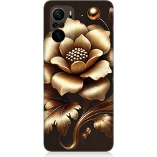 Xiaomi Poco F3 Uyumlu Altın Işıklı Zarif Çiçek  Desenli Silikon Kılıf