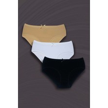 3'lü Düz Fiyonklu Kız Çocuk Pamuklu Slip Külot