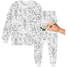 Kısa Kollu Çocuk Boyama Pijaması Boyanabilir Pijama