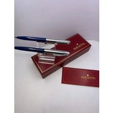 Sheaffer Yarı Krom Dolma Kalem-Tükenmez Kalem Set mavi