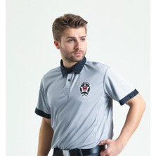 Kısa Kollu Özel Güvenlik Tişörtü – Gri Polo Yaka | Armalı Resmi Görev Üstü