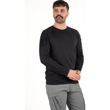 Erkek Siyah Taktik Uzun Kollu Görev Tişörtü | Cepli & Nefes Alabilir Kumaş