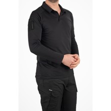 Taktik Uzun Kollu Polo Tişört - Siyah | Erkek Outdoor & Güvenlik Kıyafeti