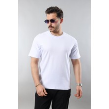 Oversize Geniş Kalıp Bisiklet Yaka Basic Düz Kısa Kollu Tişört