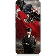 Xiaomi Poco F2 Pro Uyumlu Bayrak Önünde Mustafa Kemal Atatürk  Desenli Silikon Kılıf