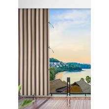 Kahve Krem Çizgili Su Geçirmez Balkon Perdesi Branda