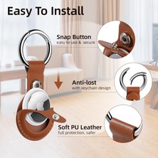 Quick Stoq Airtag Kılıfı, Deri Airtag Kılıfı, Kolye Ucu İle Uyumlu, Anahtarlıklı,  Premium