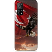 Xiaomi Mi 10T Pro Uyumlu Bayrak Kızıllıkta Kartalın Kanatları  Desenli Silikon Kılıf