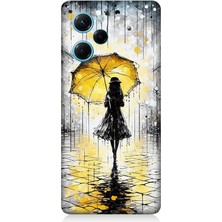 Xiaomi Poco X5 Pro Uyumlu Yağmurda Sarı Şemsiye Altında  Desenli Silikon Kılıf