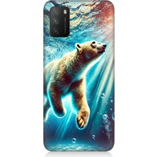 Xiaomi Poco M3 Uyumlu Suda Dans Eden Ayı  Desenli Silikon Kılıf