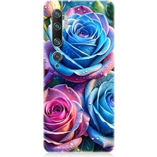 Xiaomi Mi Note 10 Uyumlu Gökkuşağı Renkli Güller  Desenli Silikon Kılıf