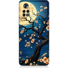 Xiaomi Poco X4 Pro 5g Uyumlu Ay Altında Kiraz Çiçeği  Desenli Silikon Kılıf