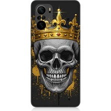 Xiaomi Poco F3 Uyumlu Taçlı Kurukafa Gölgesinde  Desenli Silikon Kılıf