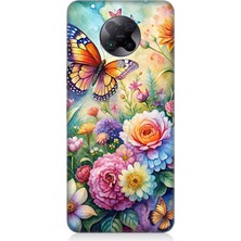 Xiaomi Poco F2 Pro Uyumlu Çiçeklerle Dans Eden Kelebek  Desenli Silikon Kılıf