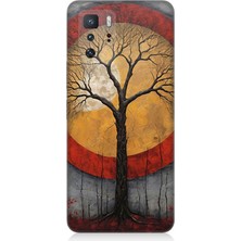 Xiaomi Poco X3 Gt Uyumlu Sarı Kırmızı Ağaç Gölgesi  Desenli Silikon Kılıf