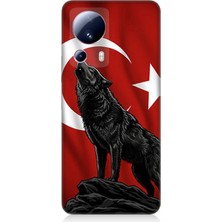 Xiaomi Mi 13 Lite Uyumlu Ay Yıldızlı Uluyan Kurt  Desenli Silikon Kılıf