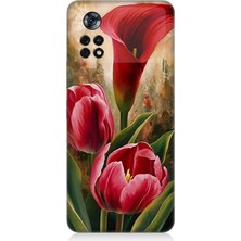 Xiaomi Poco X4 Pro 5g Uyumlu Canlı Renkli Laleler  Desenli Silikon Kılıf
