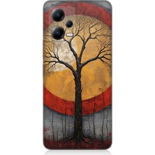 Xiaomi Poco X5 5g Uyumlu Sarı Kırmızı Ağaç Gölgesi  Desenli Silikon Kılıf