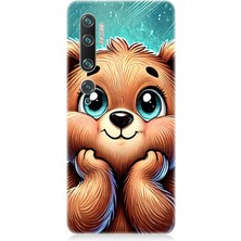 Xiaomi Mi Note 10 Uyumlu Kocaman Gözlü Sevimli Ayı  Desenli Silikon Kılıf