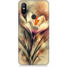 Xiaomi Redmi Note 6 Pro Uyumlu Soyut Çiçek Fırça Darbesi  Desenli Silikon Kılıf