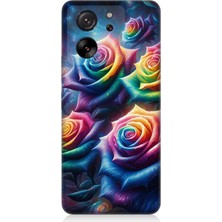 Xiaomi Mi 13T Pro Uyumlu Gökkuşağı Güllerin Patlaması  Desenli Silikon Kılıf