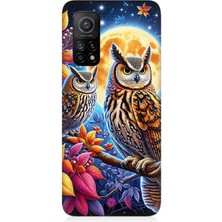 Xiaomi Mi 10T Pro Uyumlu Dallarda Bilge Baykuşlar  Desenli Silikon Kılıf